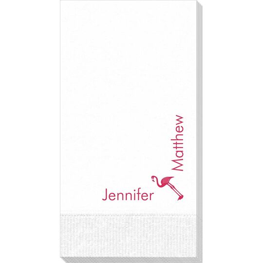 Corner Text with Flamingo Design Guest Towels